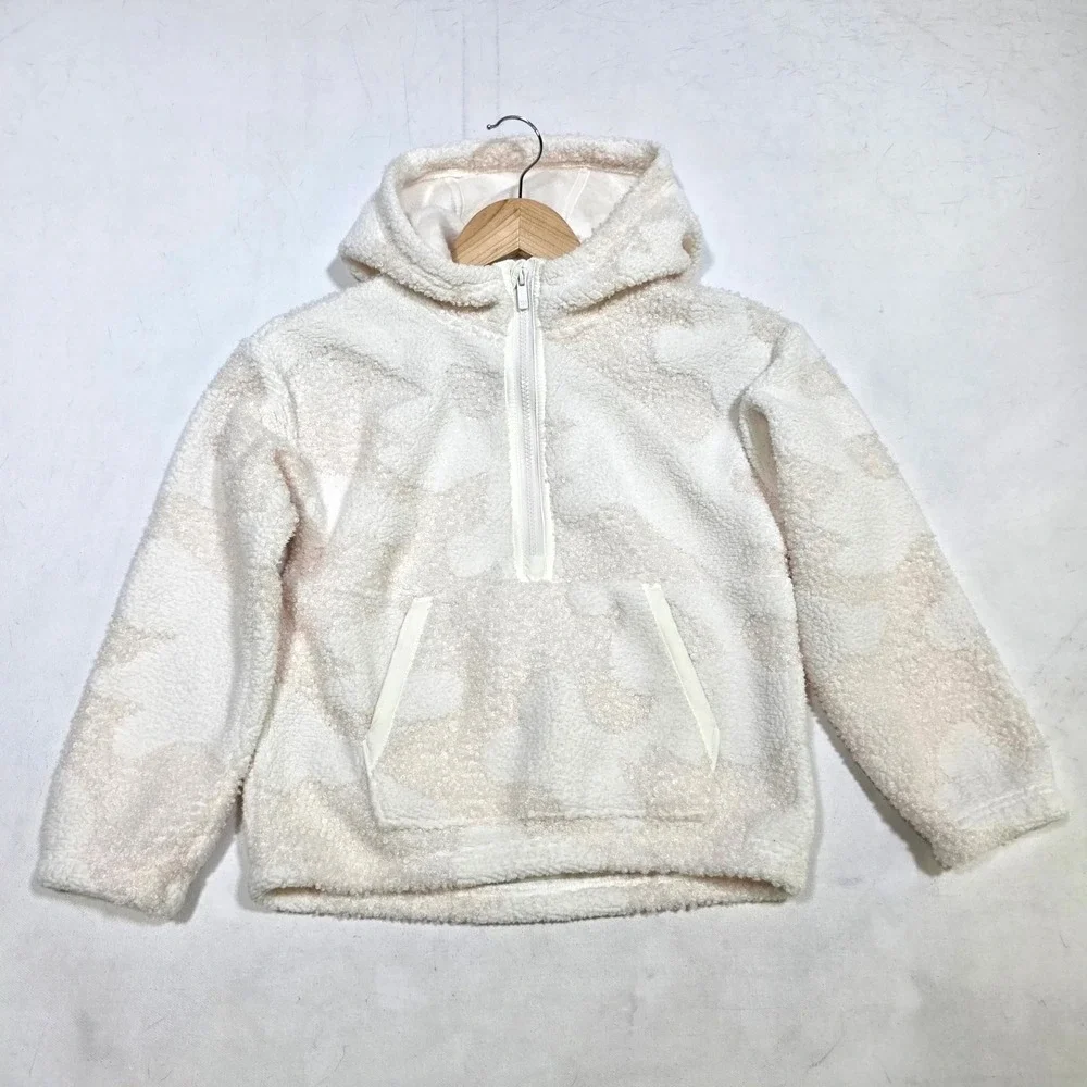 All In Motion Fleece Hoodie Girls S 6/7 Cream Camo Sherpa Quarter Zip Pullover